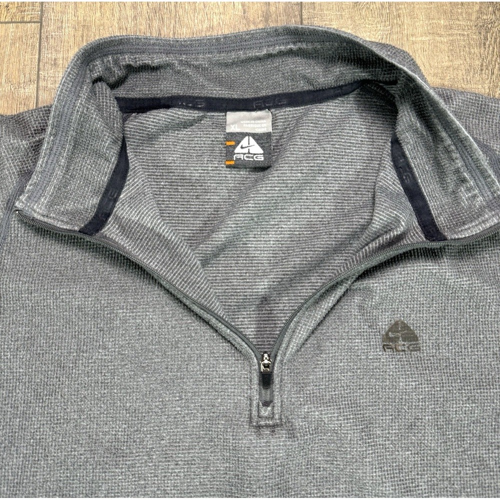 Y2K Nike ACG Shirt Mens Extra Large Gray Quarter Zip Pullover Waffle Long Sleeve - Picture 5 of 12